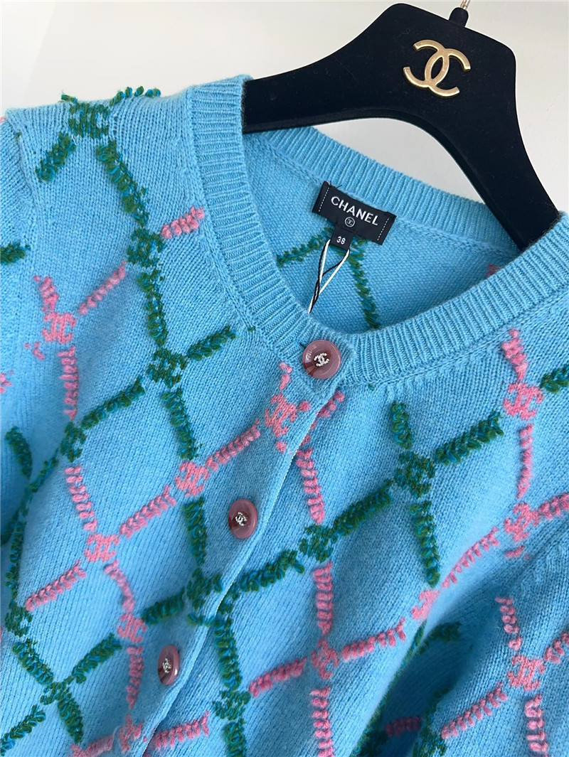 ch**el geometric D1am0nd intarsia cardigan replica d&g clothing