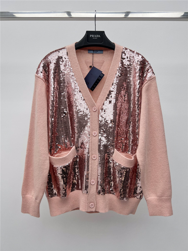 Pra*a sequined knitted cardigan replicas clothes