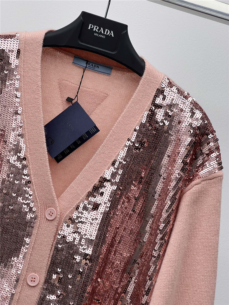Pra*a sequined knitted cardigan replicas clothes
