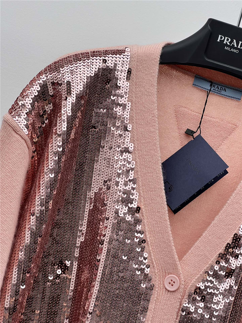 Pra*a sequined knitted cardigan replicas clothes