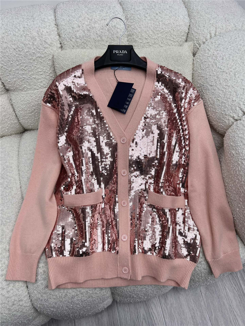Pra*a sequined knitted cardigan replicas clothes
