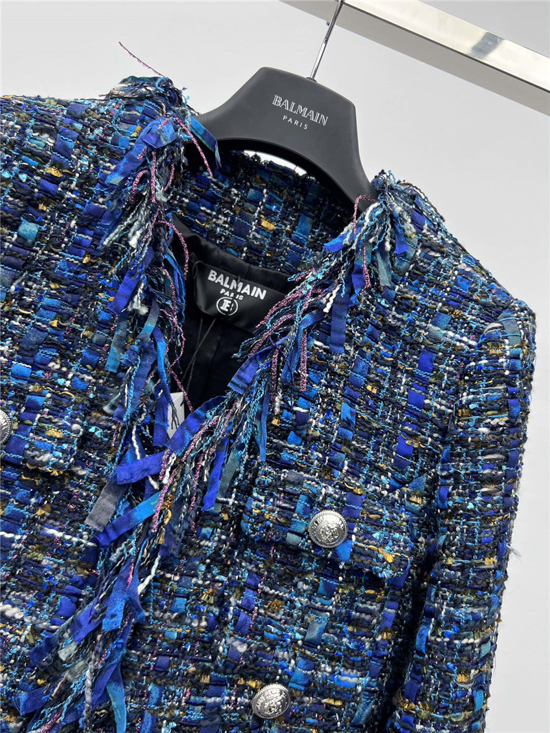 Balmain braided fringe coat replica clothing sites