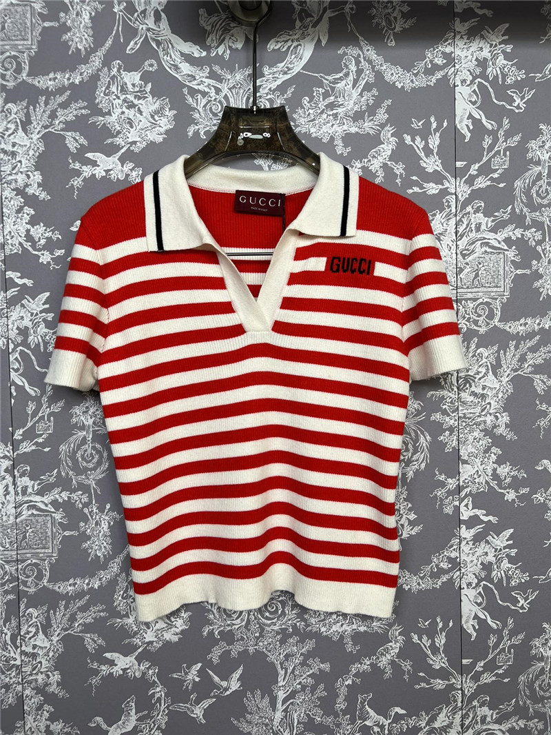 Gvc*1 knitted striped short sleeves replica designer clothes