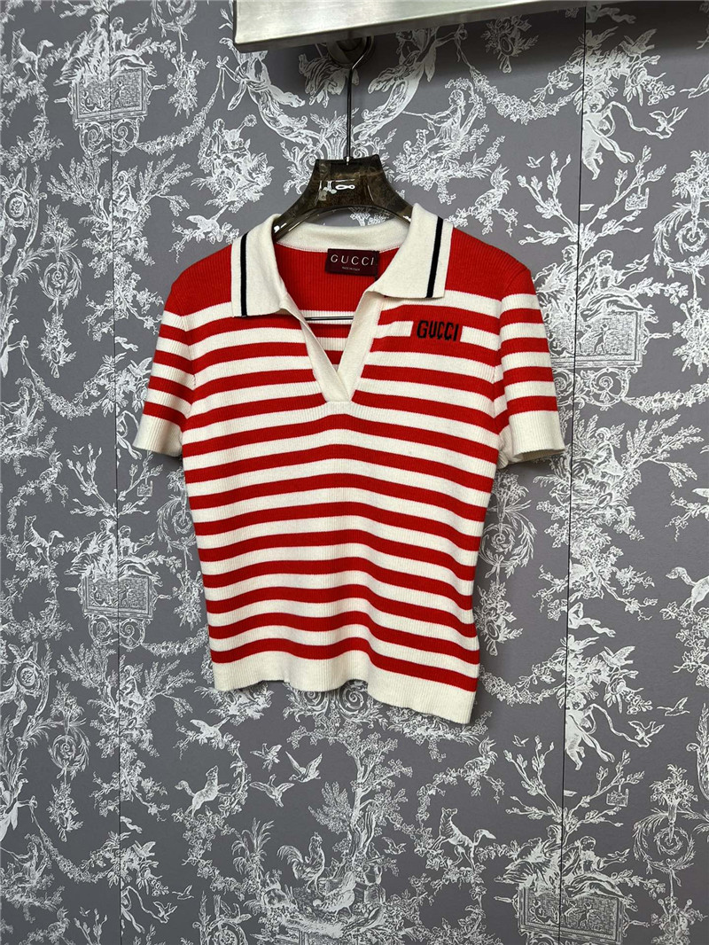 Gvc*1 knitted striped short sleeves replica designer clothes