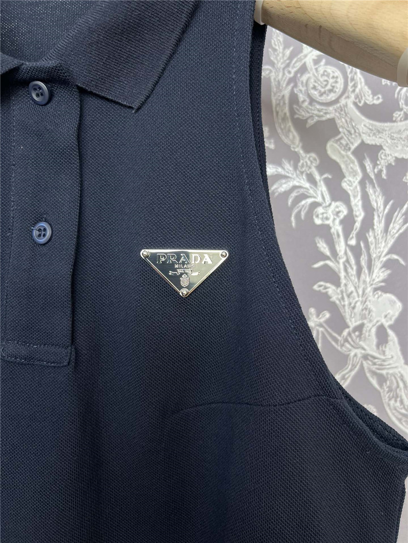 Pra*a new polo collar sleeveless top replica designer clothes