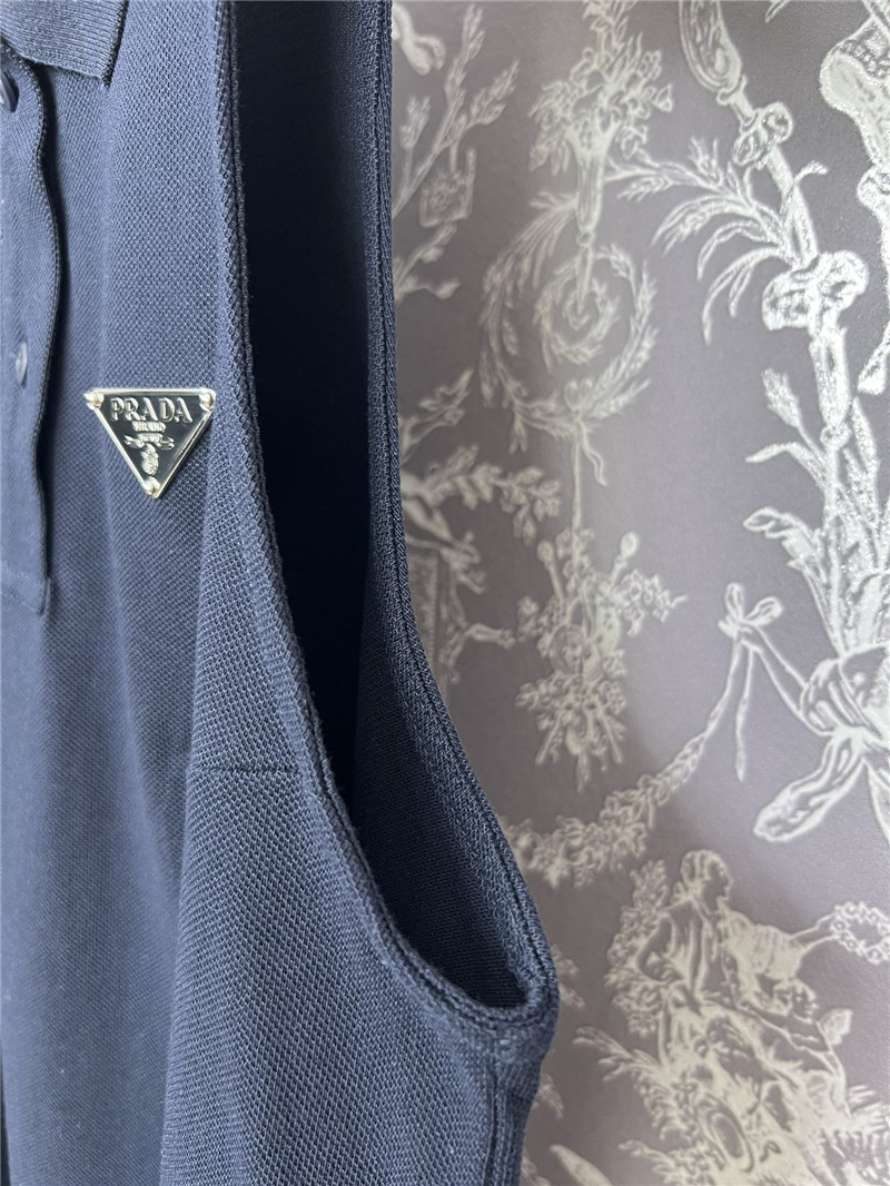 Pra*a new polo collar sleeveless top replica designer clothes