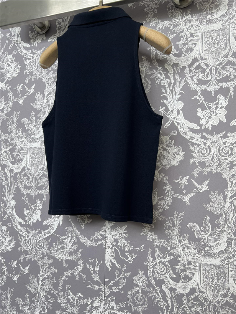 Pra*a new polo collar sleeveless top replica designer clothes