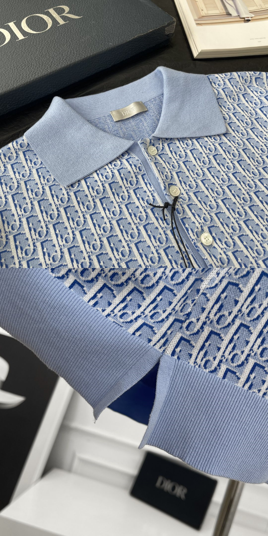 D10r knitted jacquard lapel short-sleeved replicas clothes