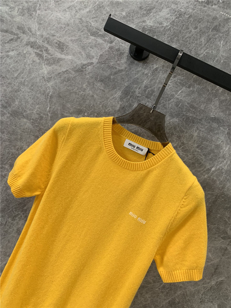 M1um1u jacquard knitted short-sleeved top replicas clothes