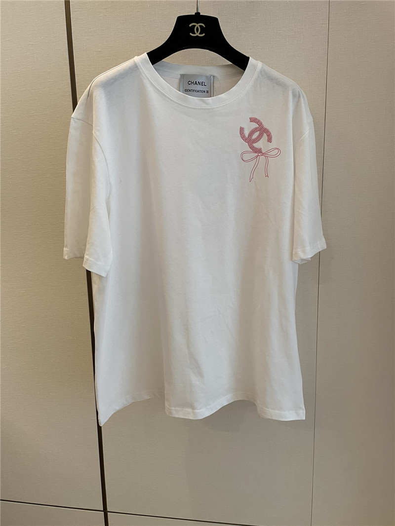 Ch**el loose-fitting printed short-sleeved replica clothes