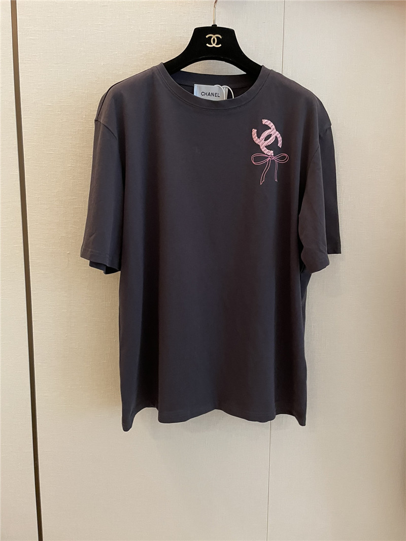 Ch**el loose-fitting printed short-sleeved replica clothes