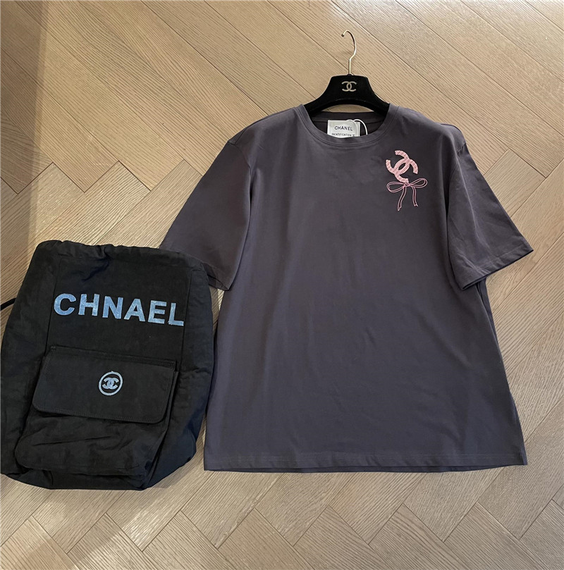 Ch**el loose-fitting printed short-sleeved replica clothes