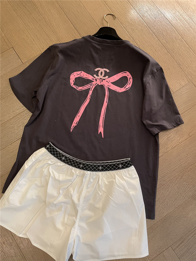 Ch**el loose-fitting printed short-sleeved replica clothes