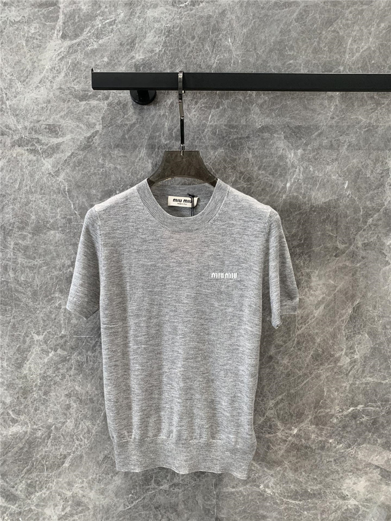 M1um1u grey short-sleeved sweater replica d&g clothing