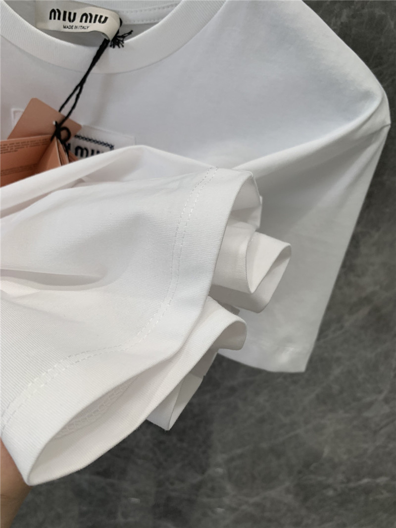 M1um1u new color micro logo short-sleeved t-shirt replica clothes