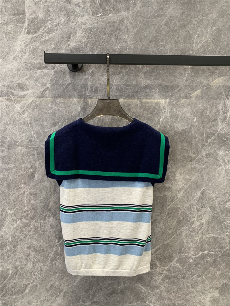 M1um1u navy style sailor collar striped knitted top replicas clothes