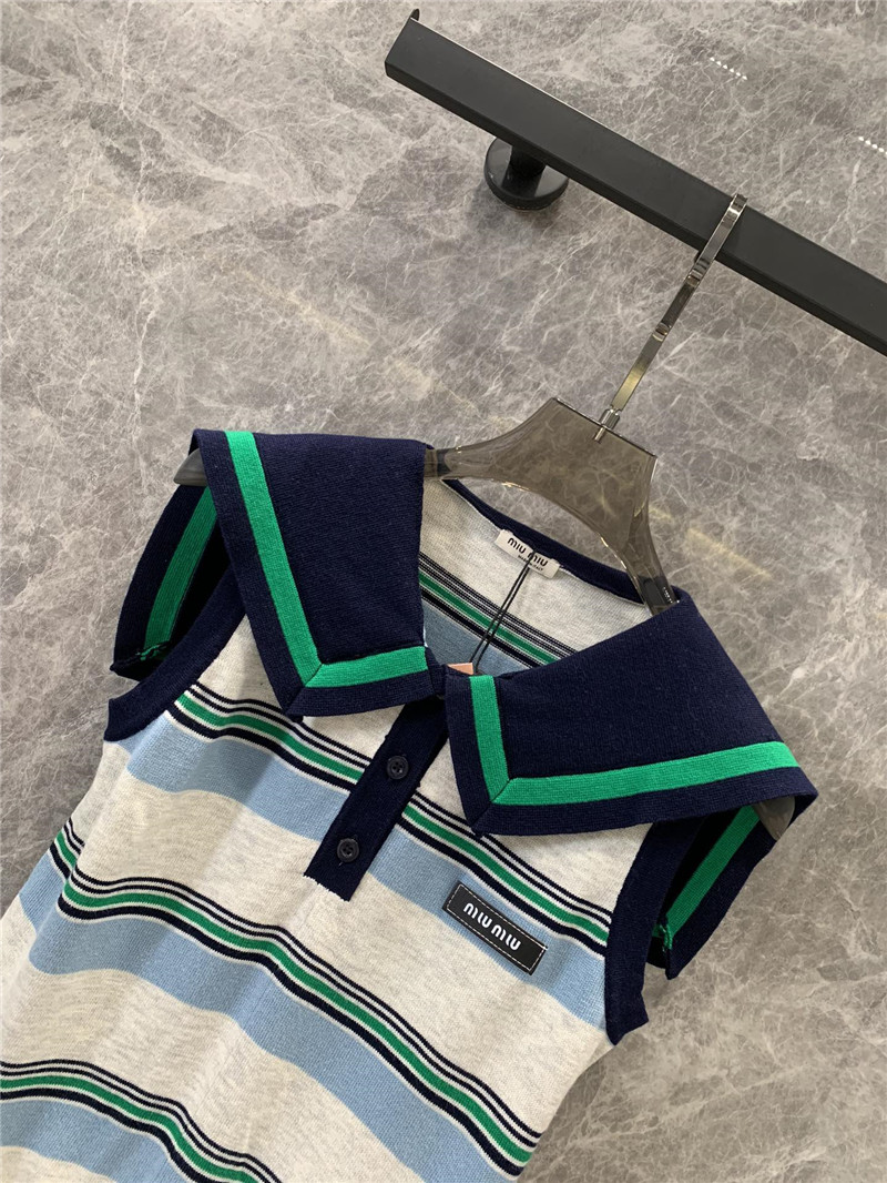 M1um1u navy style sailor collar striped knitted top replicas clothes