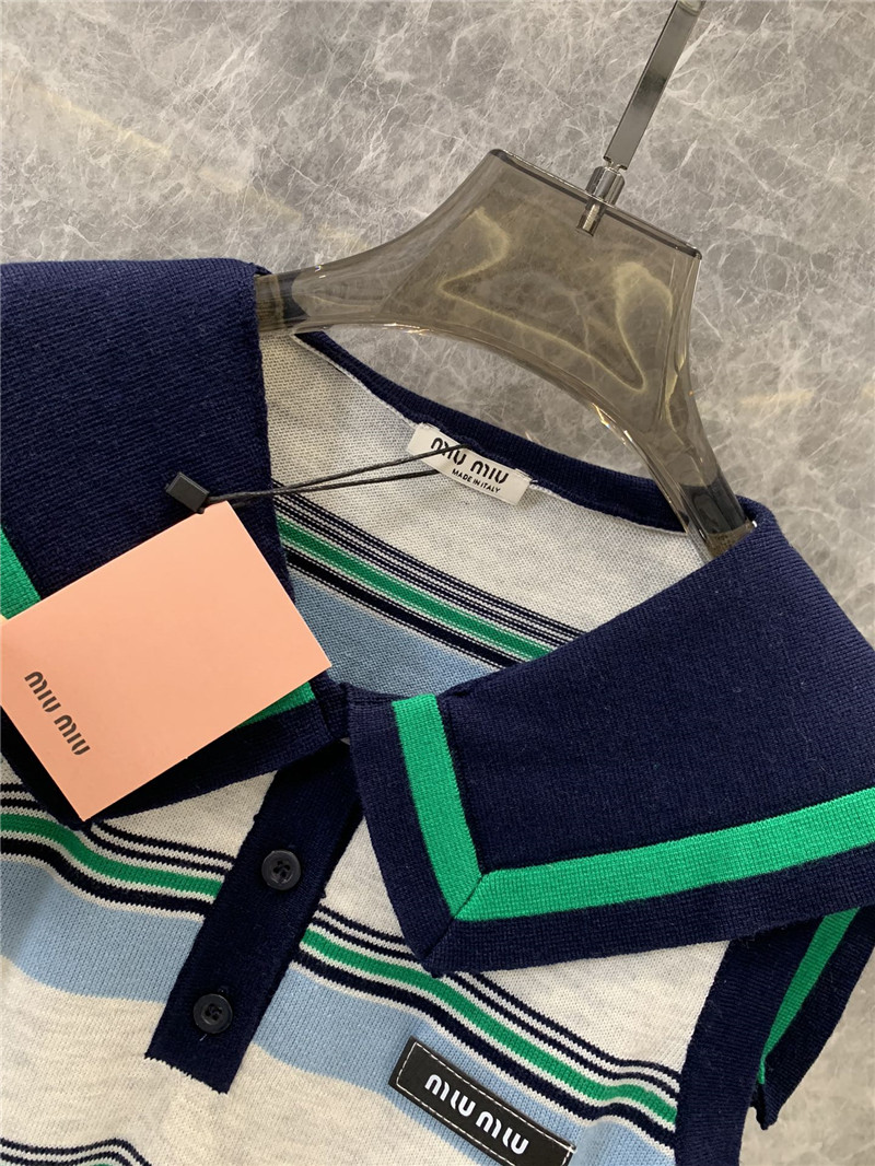 M1um1u navy style sailor collar striped knitted top replicas clothes