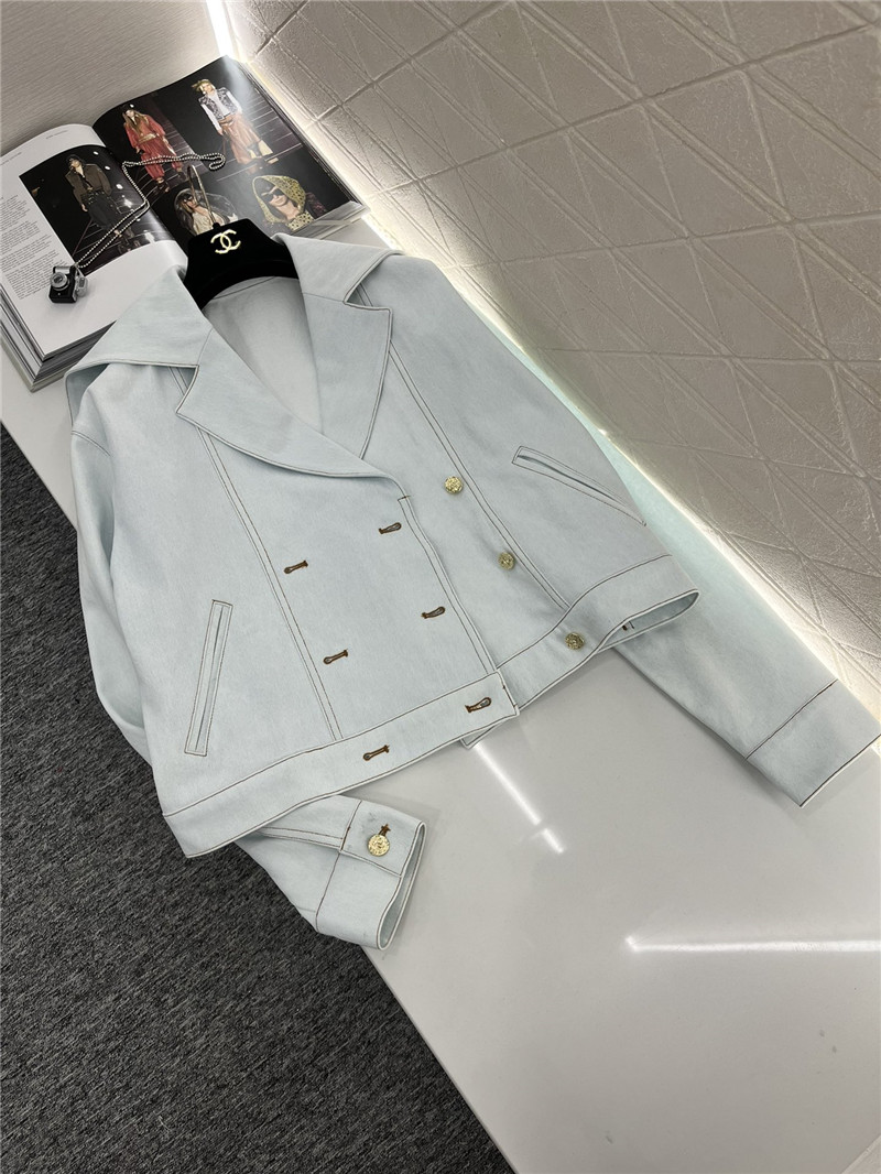Ch**el shawl lapel denim jacket replica designer clothes