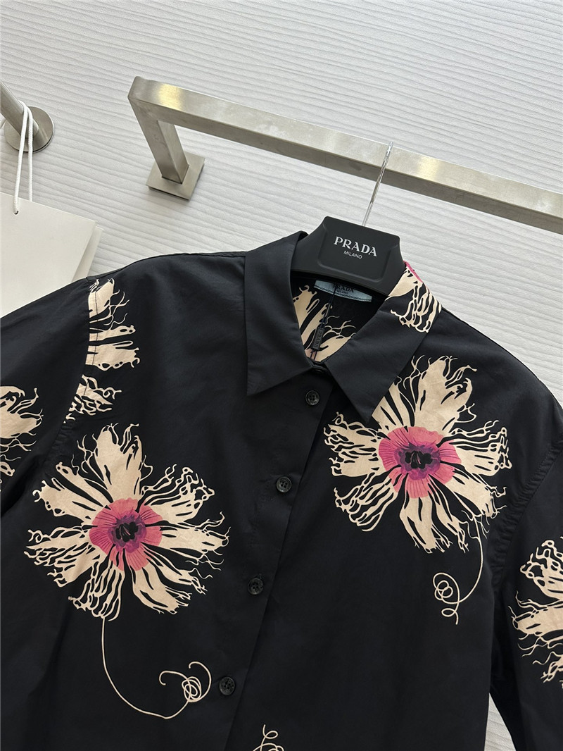 Pra*a printed short-sleeved shirt replicas clothes