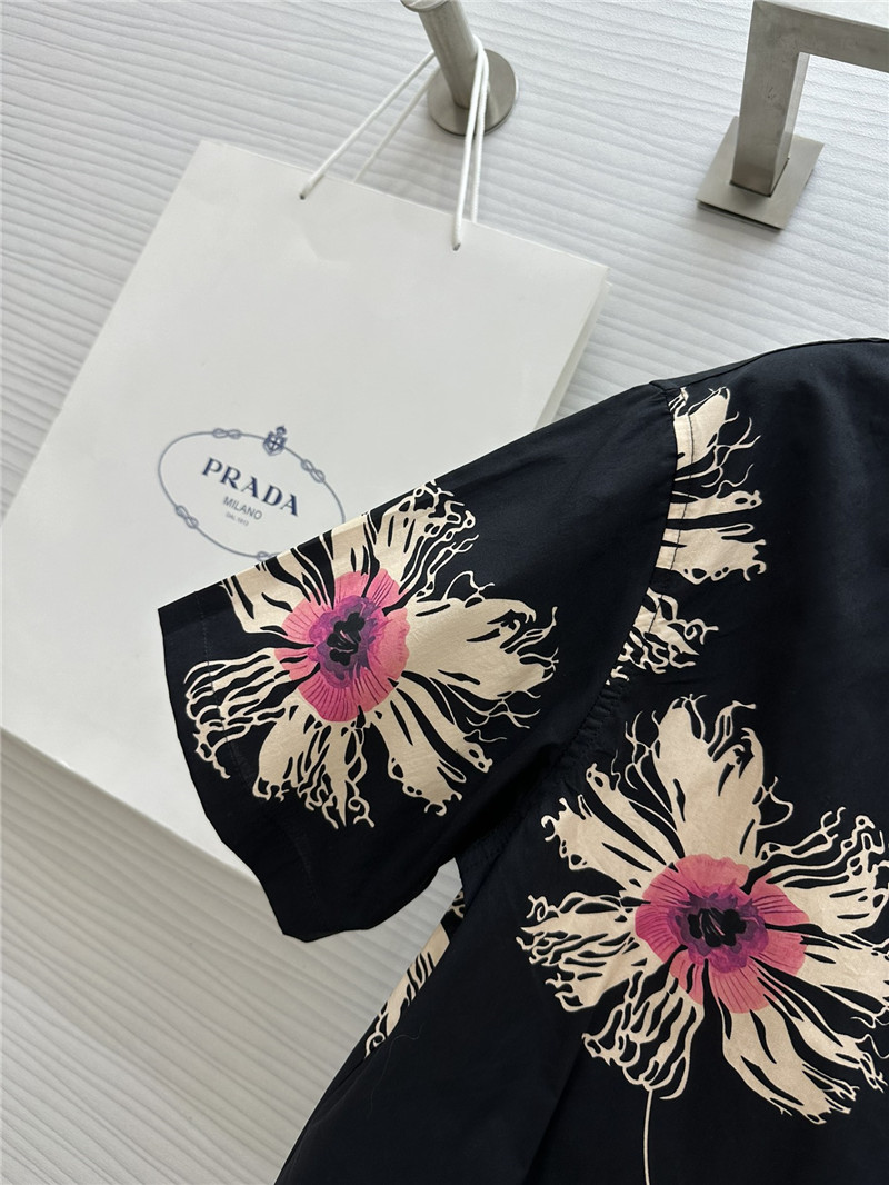 Pra*a printed short-sleeved shirt replicas clothes