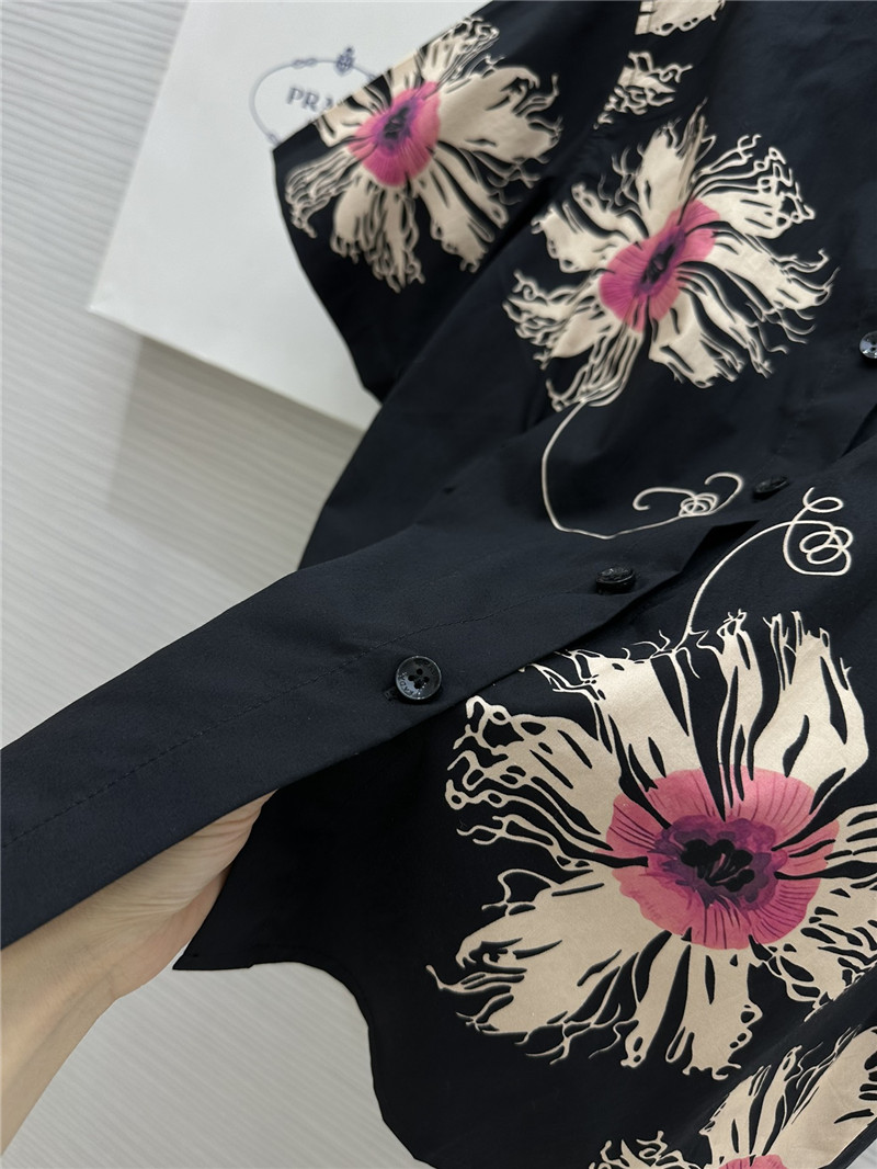 Pra*a printed short-sleeved shirt replicas clothes