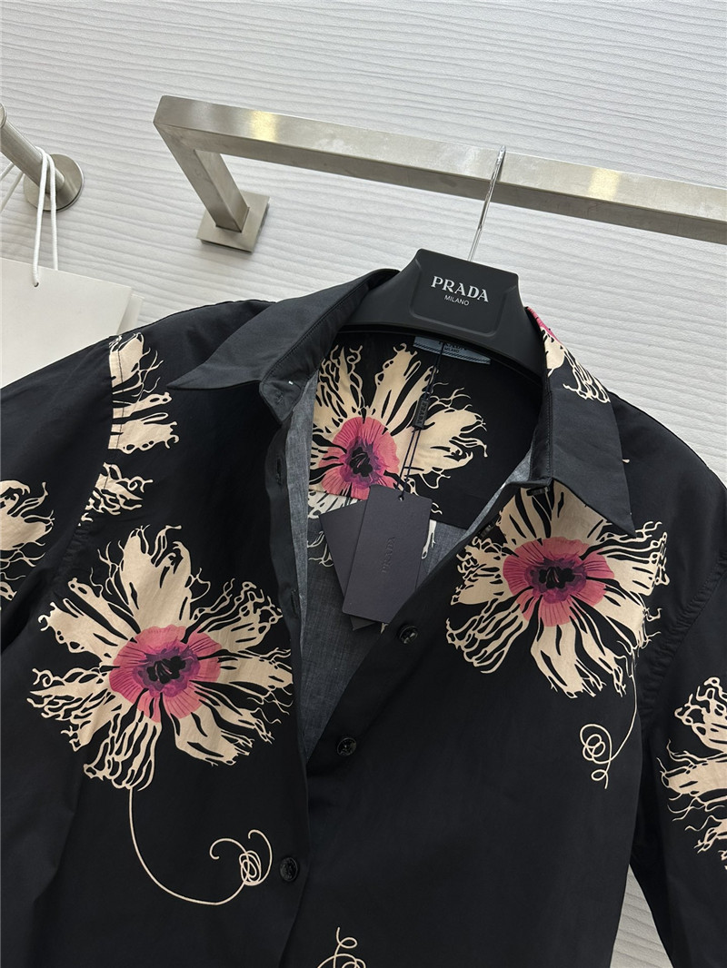 Pra*a printed short-sleeved shirt replicas clothes