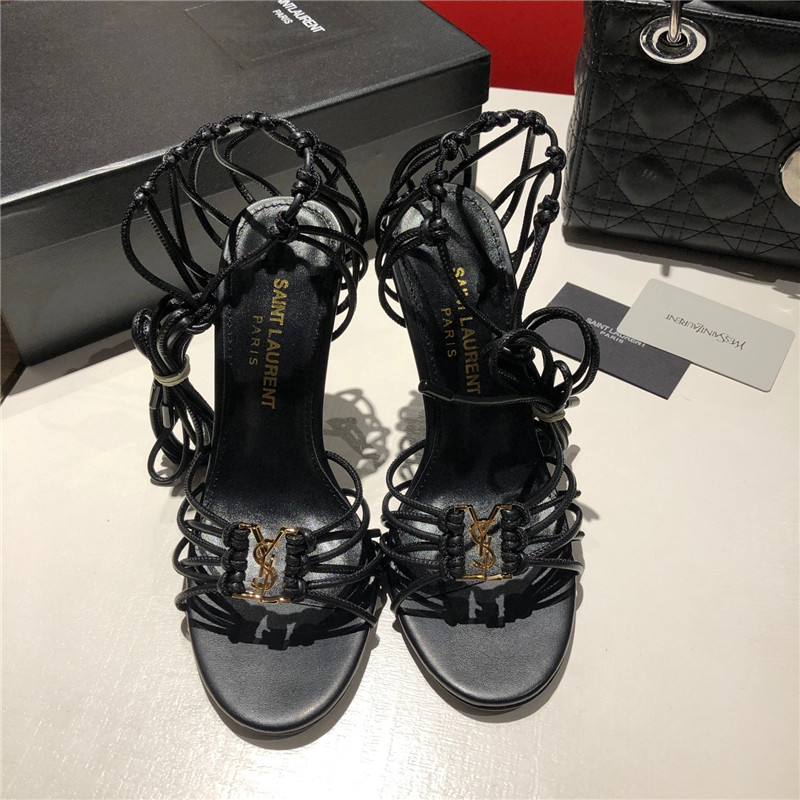 Sa1nt Lau*nt babylone black smooth leather sandals