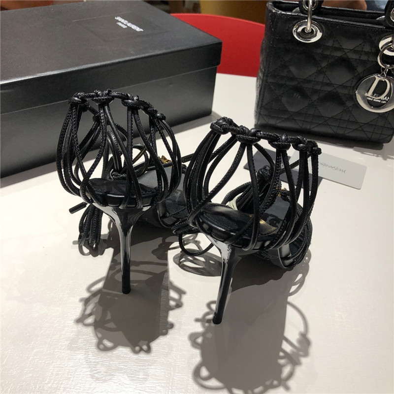 Sa1nt Lau*nt babylone black smooth leather sandals