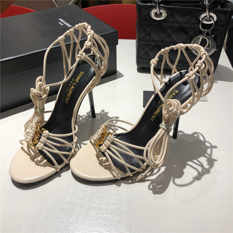 Sa1nt Lau*nt babylone smooth leather sandals in beige