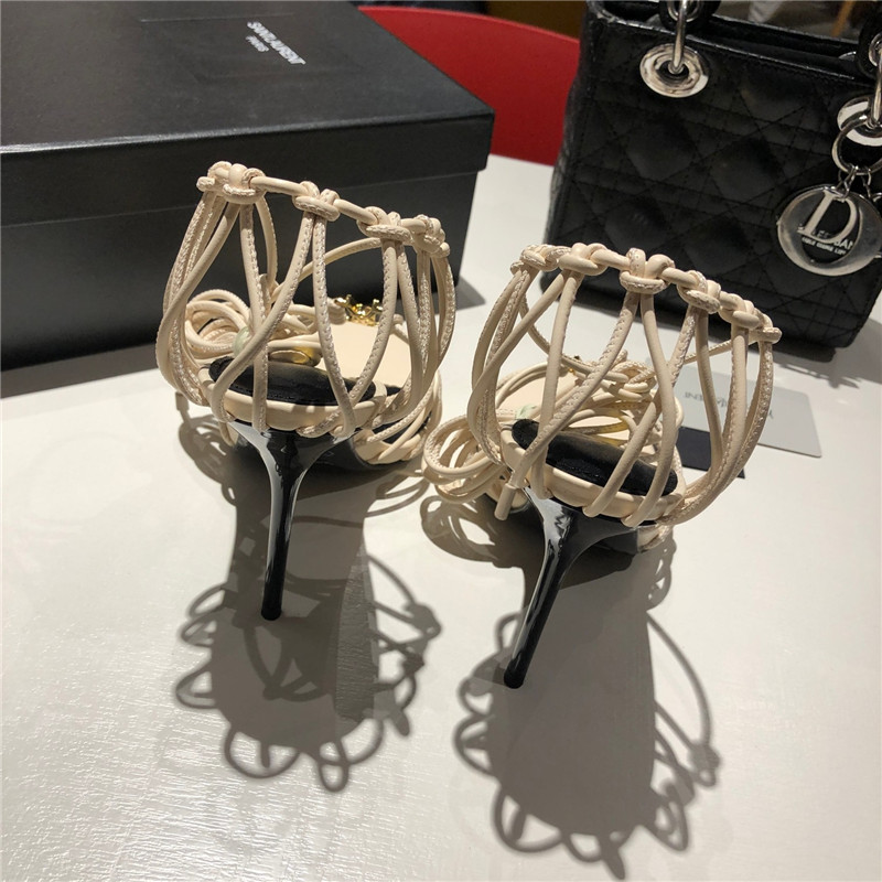 Sa1nt Lau*nt babylone smooth leather sandals in beige