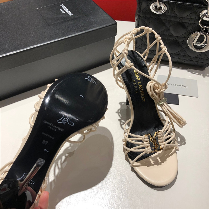 Sa1nt Lau*nt babylone smooth leather sandals in beige