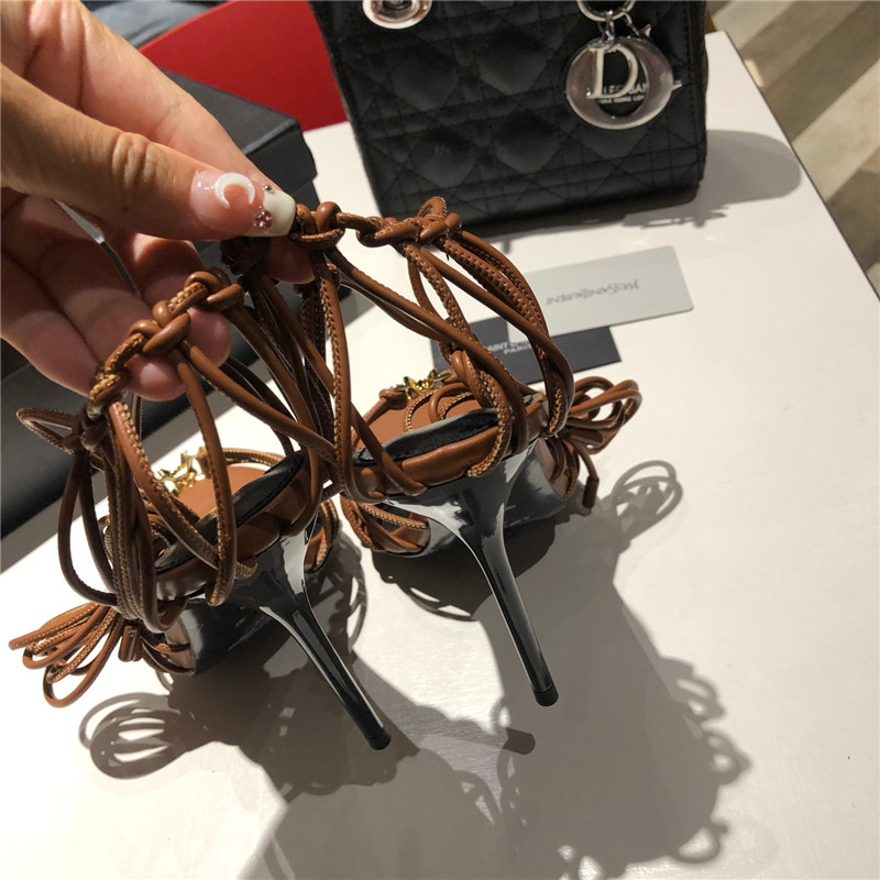 Sa1nt Lau*nt babylone sandals in cigare smooth leather