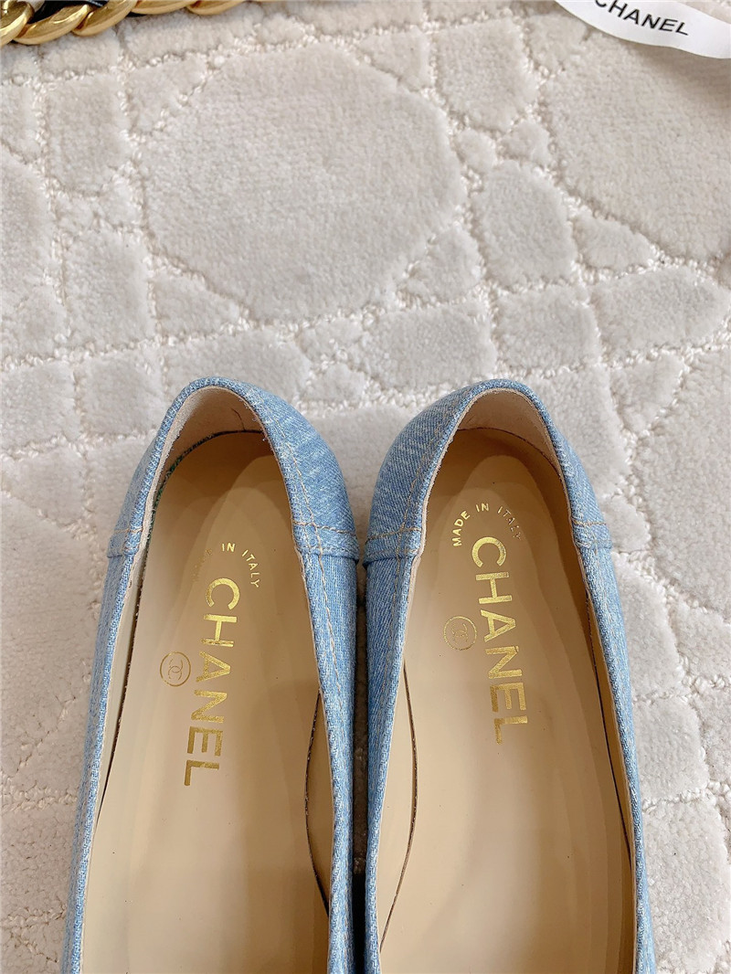 Ch**el light blue denim ballet flats