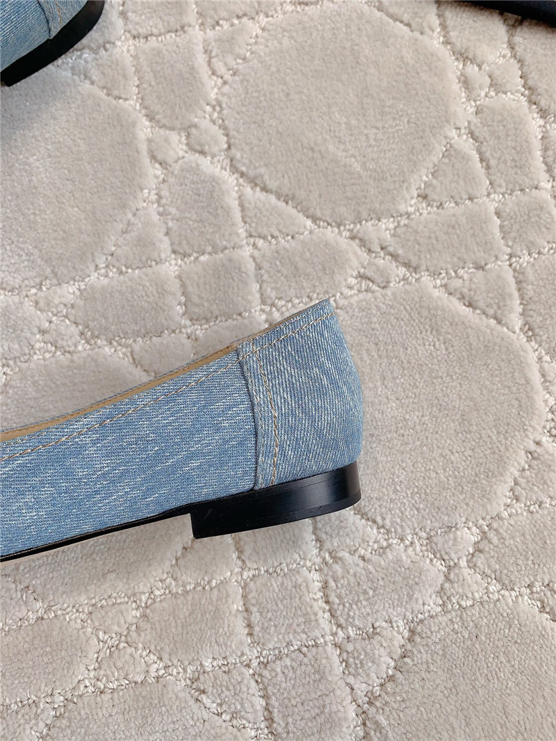 Ch**el light blue denim ballet flats