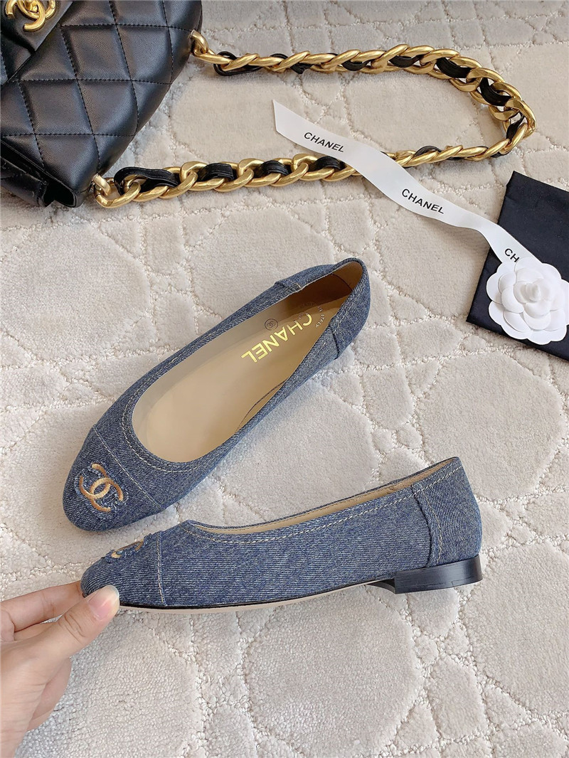 Ch**el denim navy ballet flats