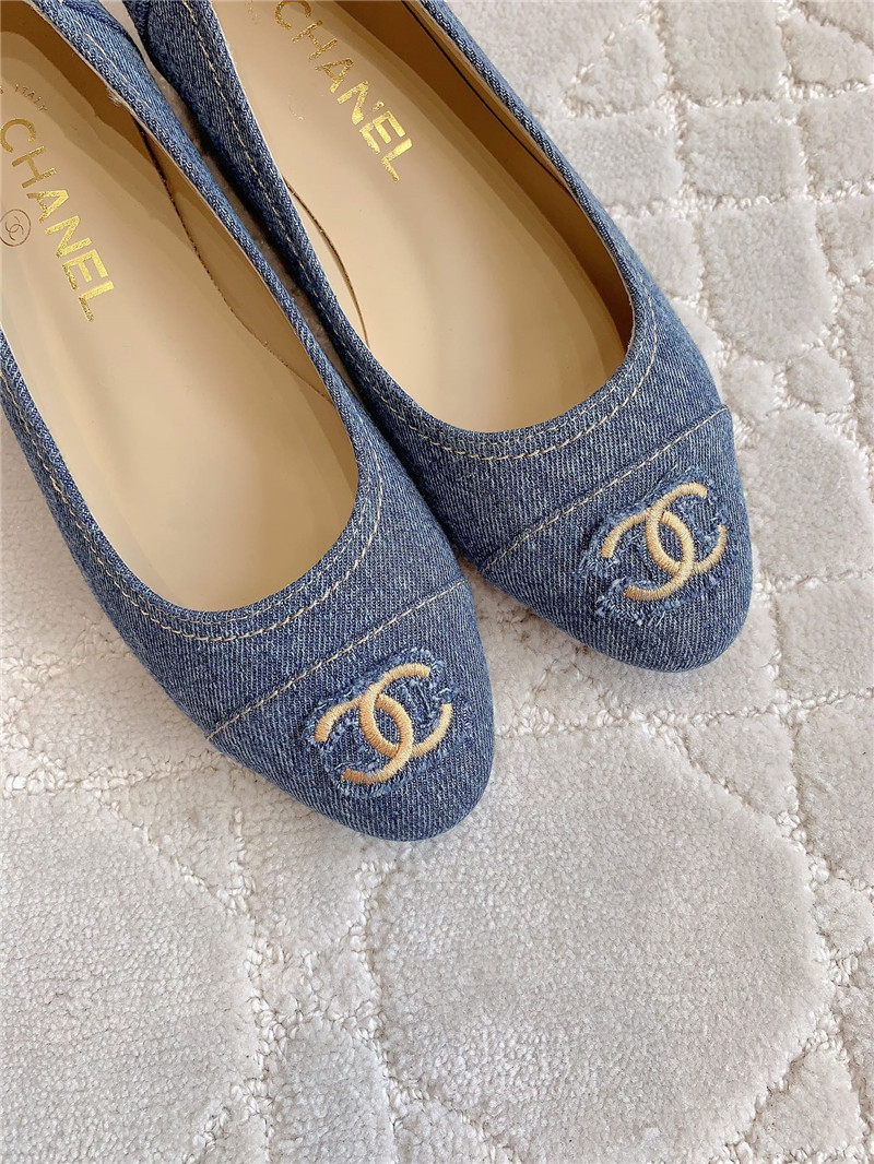 Ch**el denim navy ballet flats