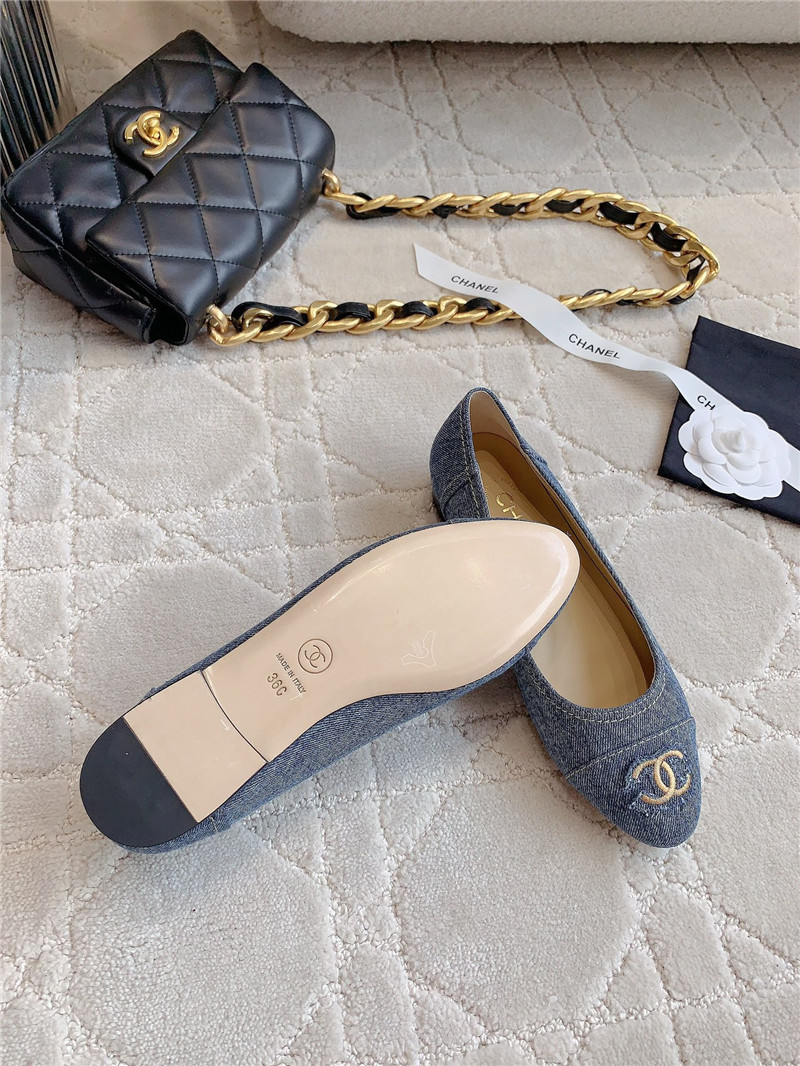 Ch**el denim navy ballet flats