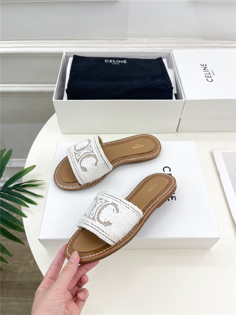 Ce1i*e lympia mule in white triomphe jacquard wool