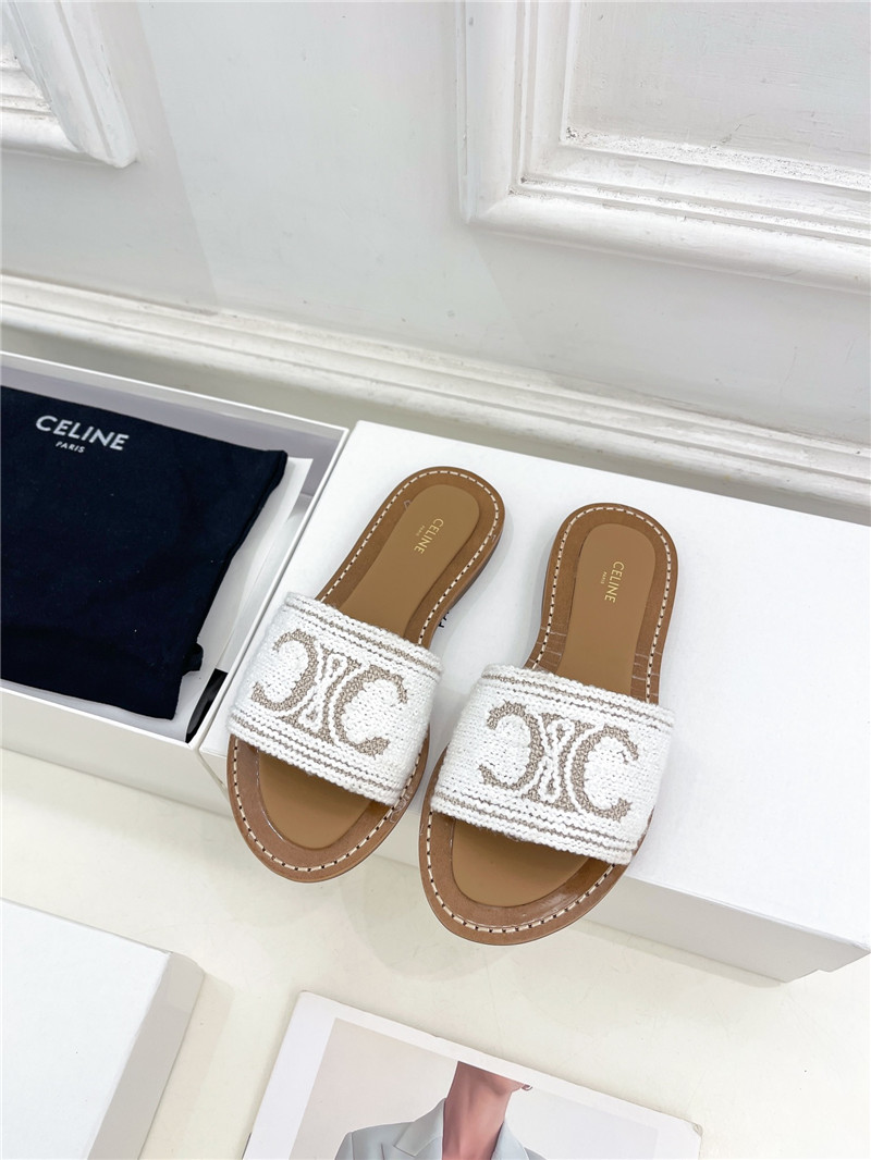 Ce1i*e lympia mule in white triomphe jacquard wool