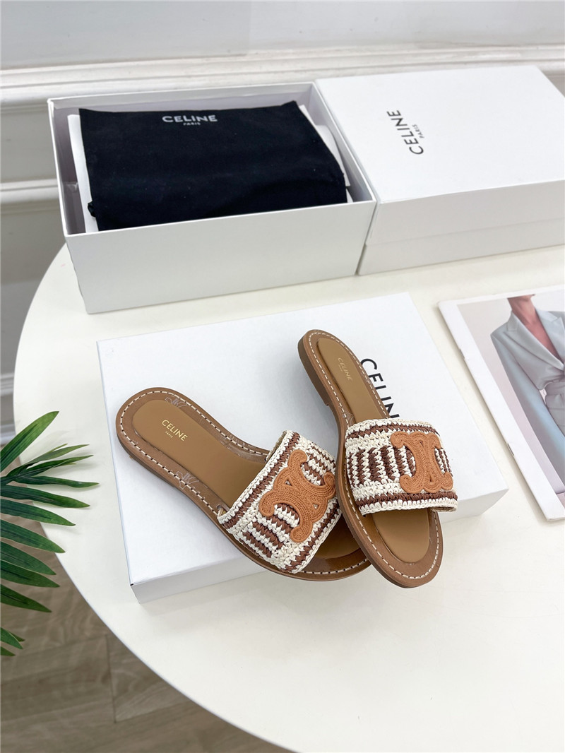 Ce1i*e lympia mule in brown and beige raffia