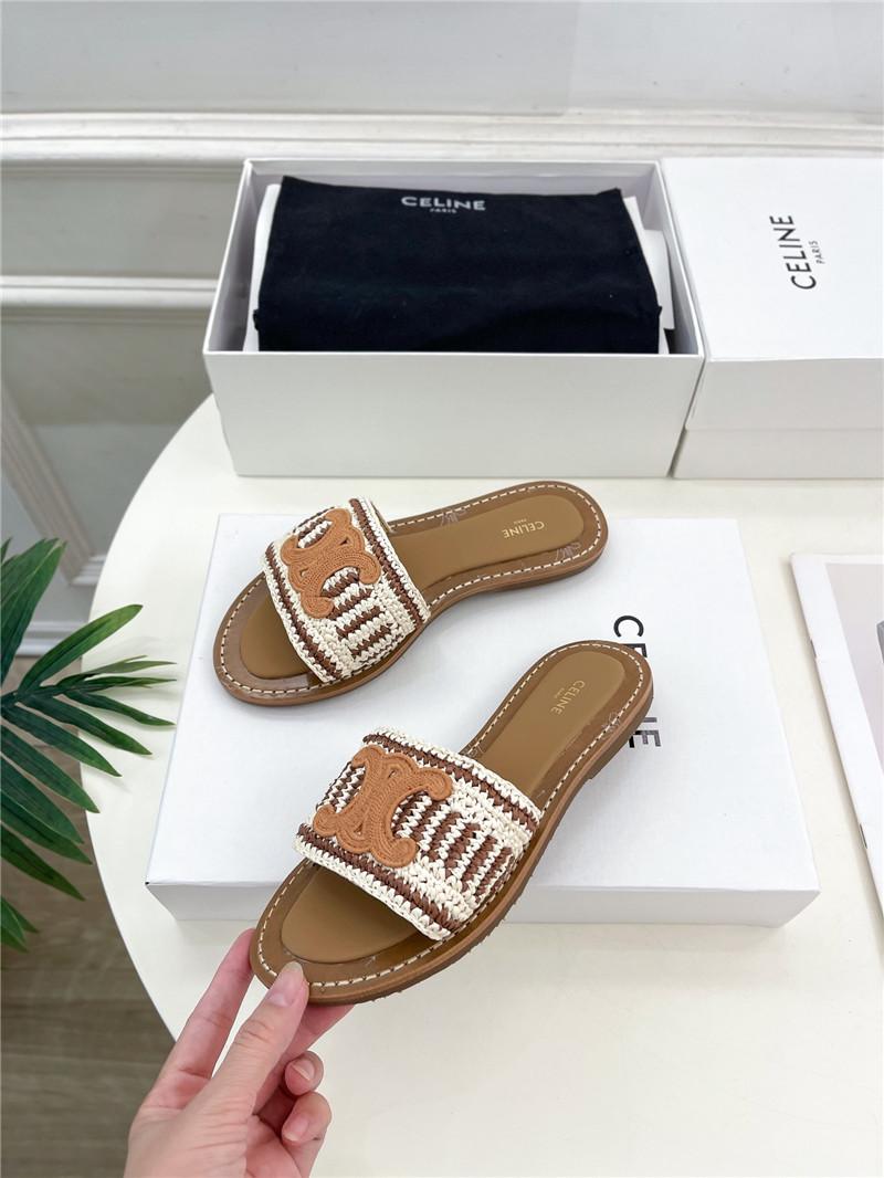 Ce1i*e lympia mule in brown and beige raffia