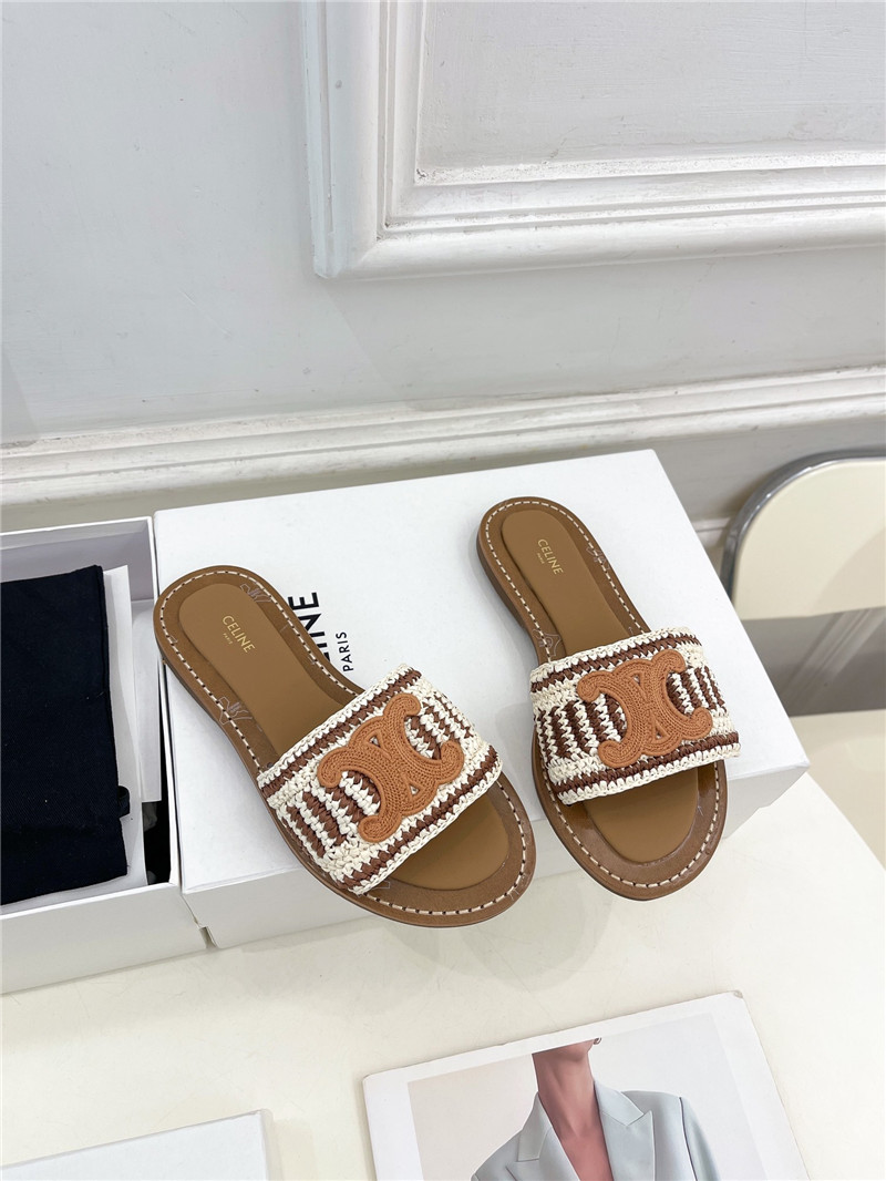 Ce1i*e lympia mule in brown and beige raffia