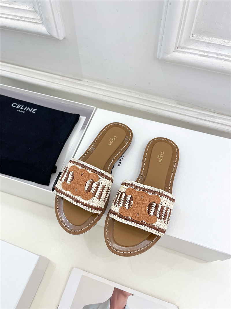 Ce1i*e lympia mule in brown and beige raffia