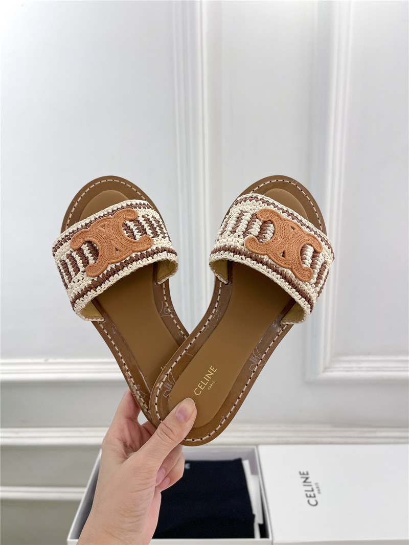 Ce1i*e lympia mule in brown and beige raffia