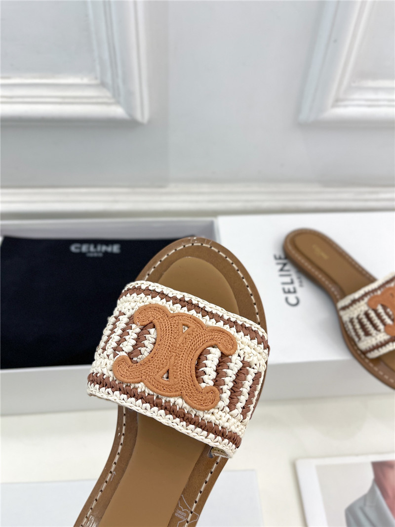 Ce1i*e lympia mule in brown and beige raffia