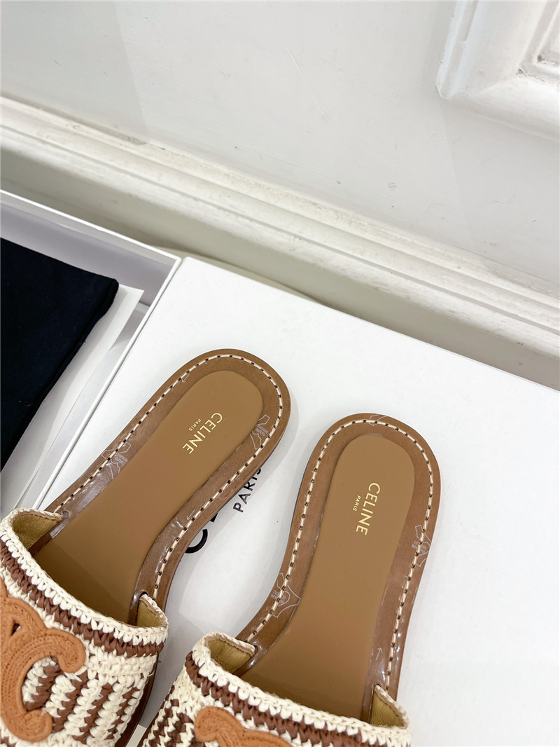 Ce1i*e lympia mule in brown and beige raffia