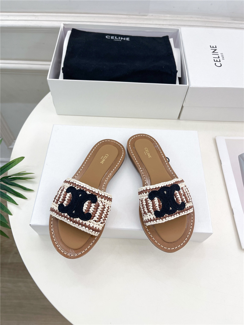 Ce1i*e lympia mule in beige and black raffia
