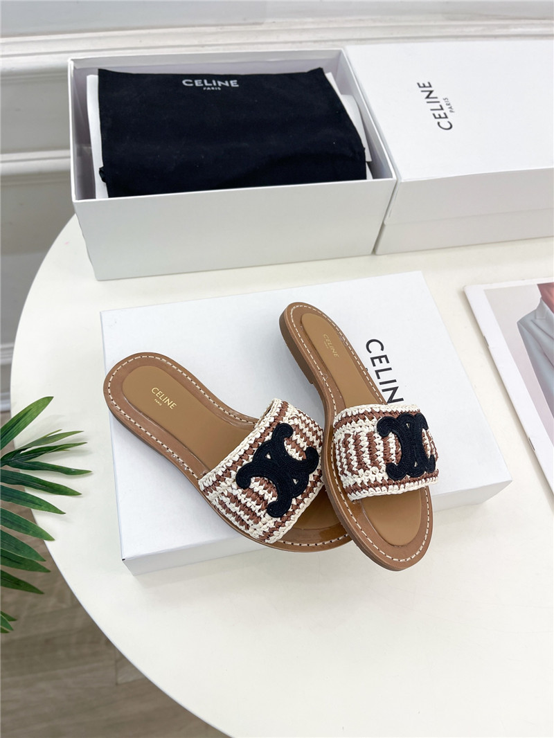 Ce1i*e lympia mule in beige and black raffia