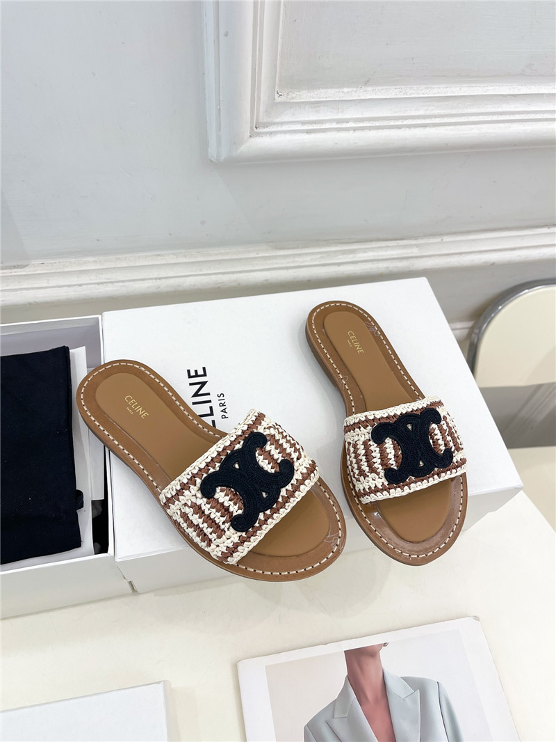 Ce1i*e lympia mule in beige and black raffia